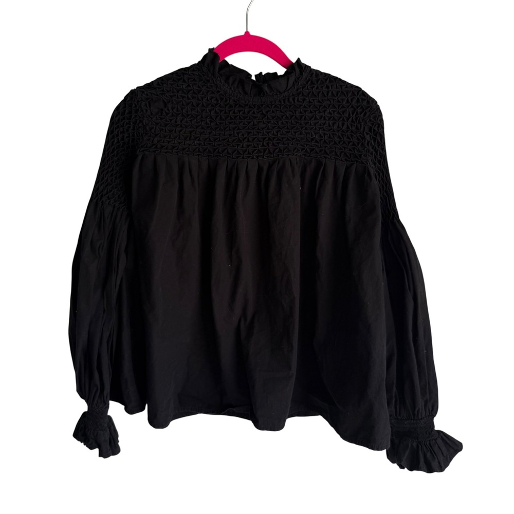 MAEVE by ANTHROPOLOGIE High Neck Long Sleeve Smocked Ladies Blouse, 6‎